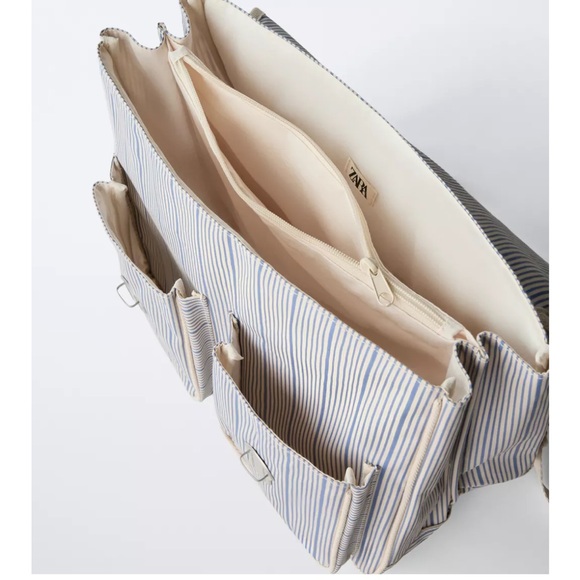 ZARA Satchel style school backpack with a striped print. - Picture 3 of 5